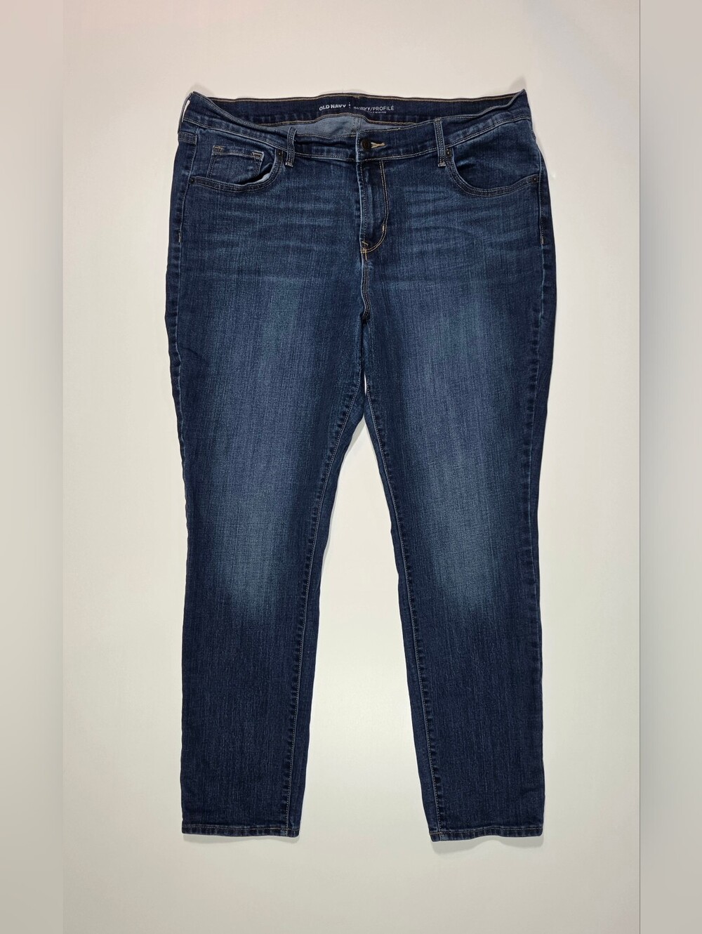 Old Navy Curvy Profile Mid-Rise Blue Denim Jeans Size 16 Short Dark Wash Skinny